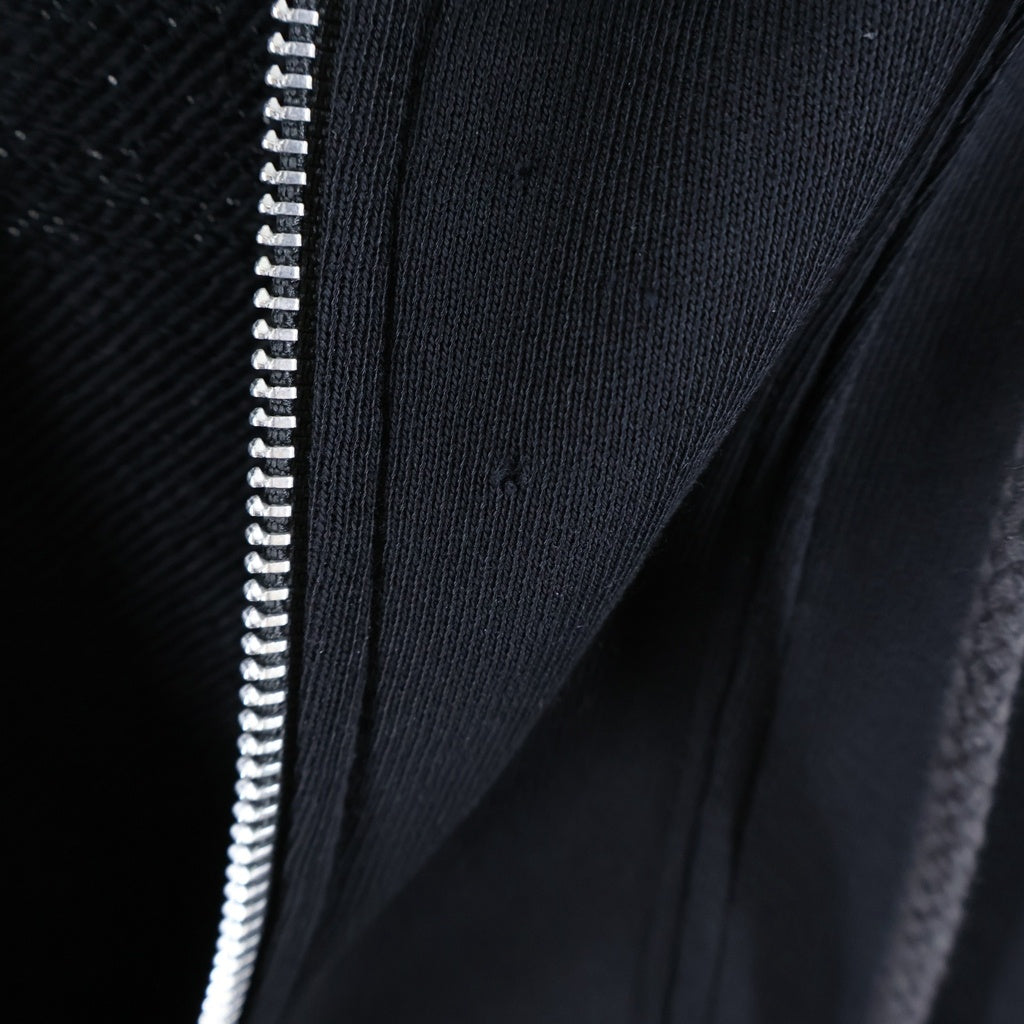 CHROME HEARTS(クロムハーツ) バックレザーホースシューパッチ付き ジップアップ長袖スウェットパーカー フーディ ブラック