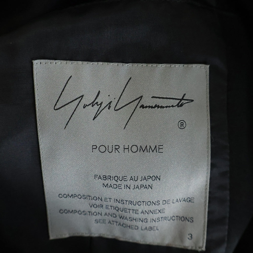 Yohji Yamamoto POUR HOMME(ヨウジヤマモト プールオム) TA TUXEDO ATTACHABLE COLLAR JACKET TAタキシード アタッチブル スタンドカラー ジャケット ロングコート ブラック HO-J20-500