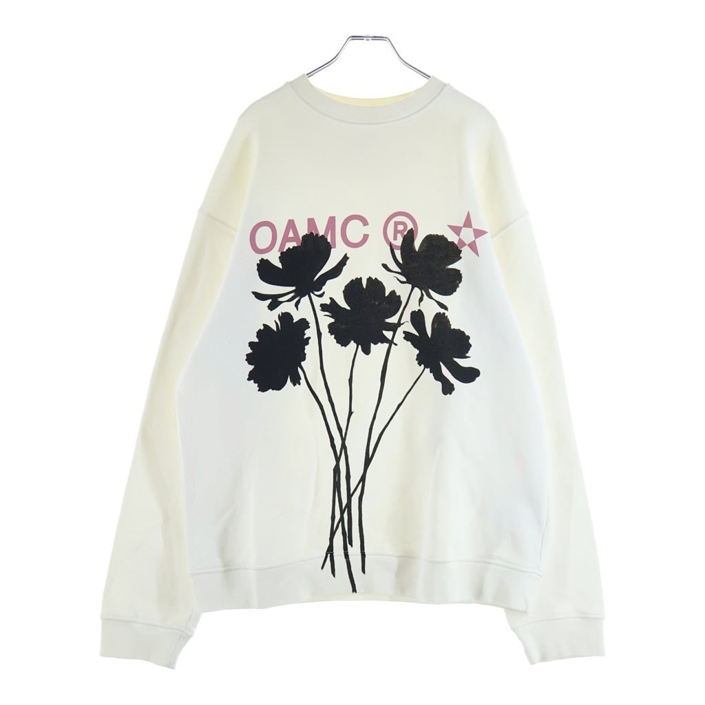 OAMC(オーエーエムシー) 24SS WHIFF CREWNECK 24E28OAJ29 リーフロゴプリント クルーネック長袖スウェットトレーナー ホワイト