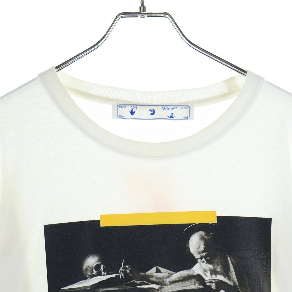 OFF-WHITE(オフホワイト) CARAVANGGIO PAINTING L/S TEE OMAB001F21JER004 カラヴァッジオ ペインティング フロントロゴプリント クルーネック長袖Tシャツカットソー ロンT ホワイト