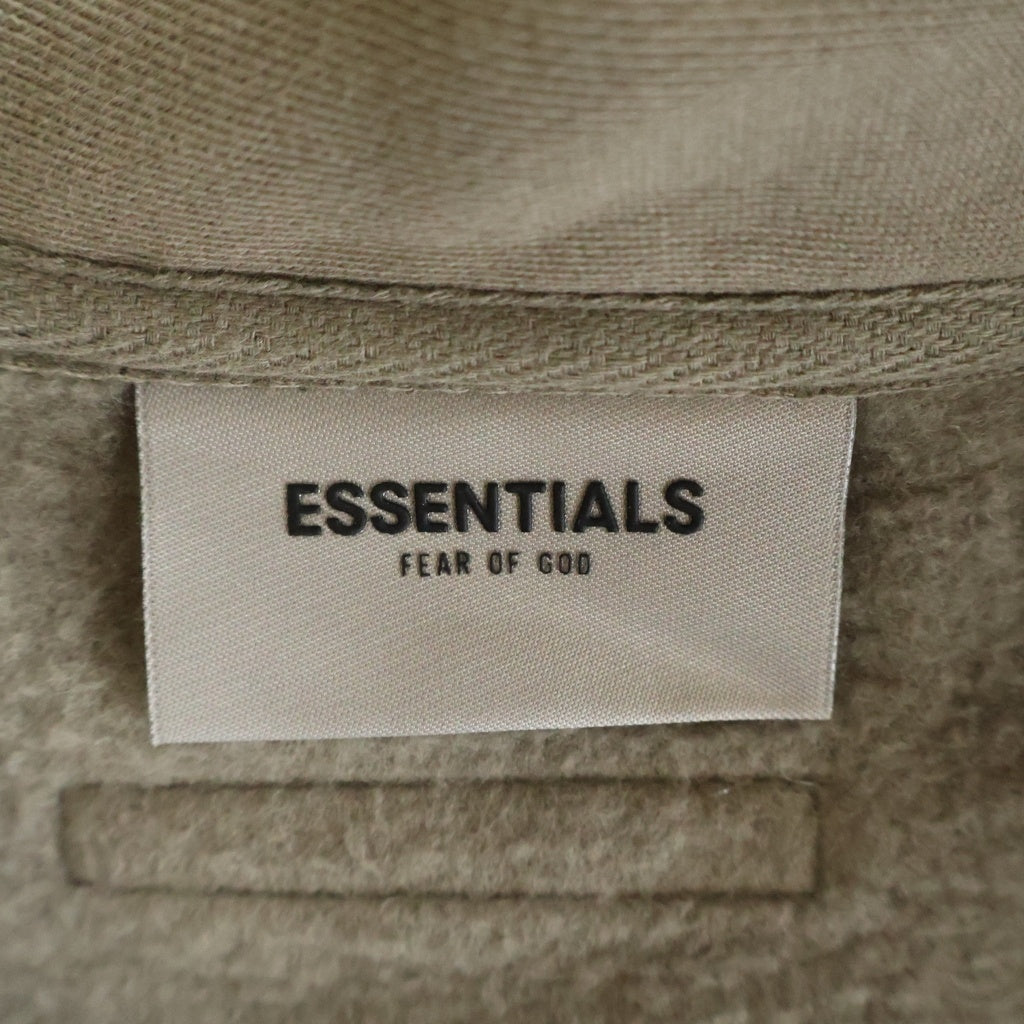 FEAR OF GOD ESSENTIALS(フィアオブゴッド エッセンシャルズ) 20AW Half Zip Pullover Cement ヘザーオートミール 両面ラバーロゴプリント ハーフジップスウェットトレーナー グレージュ