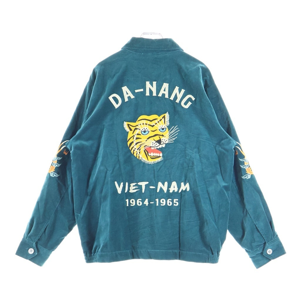 HOUSTON(ヒューストン) Vietnam Jacket TIGER コットン 別珍 虎刺繍 ベトナムジャケット ベトジャン グリーン 51507