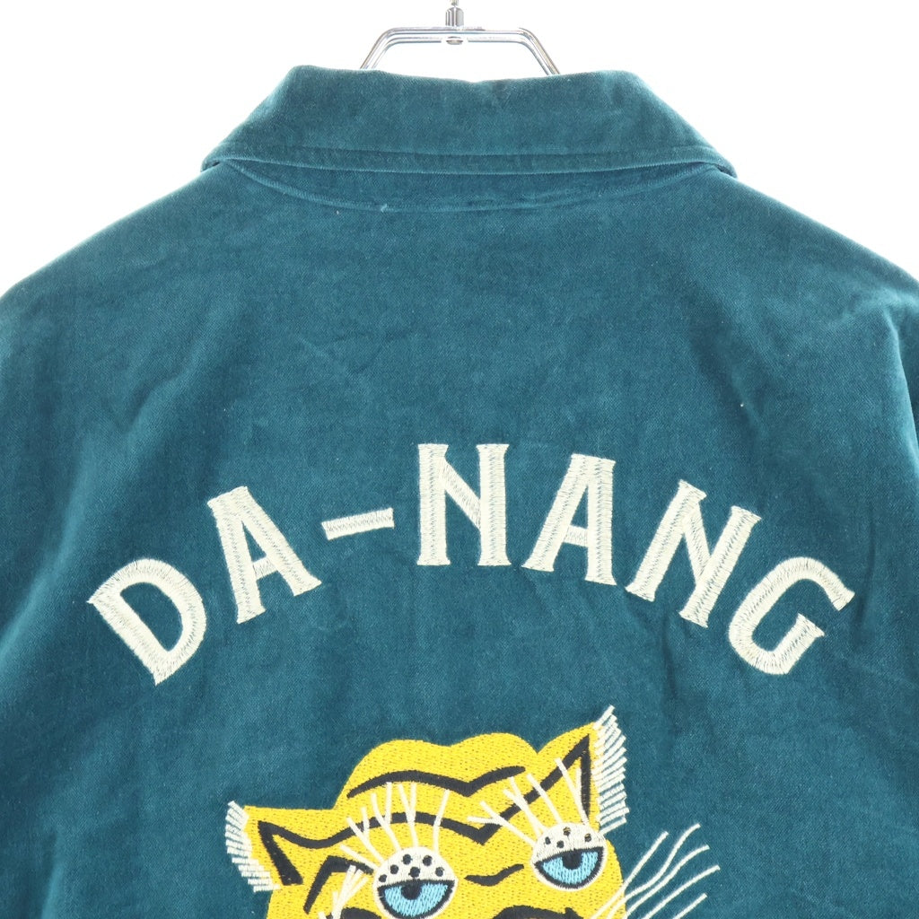 HOUSTON(ヒューストン) Vietnam Jacket TIGER コットン 別珍 虎刺繍 ベトナムジャケット ベトジャン グリーン 51507