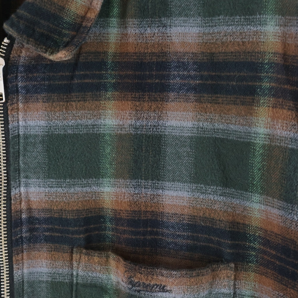 SUPREME(シュプリーム) 24SS Shadow Plaid Flannel Zip Up Shirt シャドウ プレイド フランネル 長袖ジップアップシャツジャケット グリーン/ブラウン