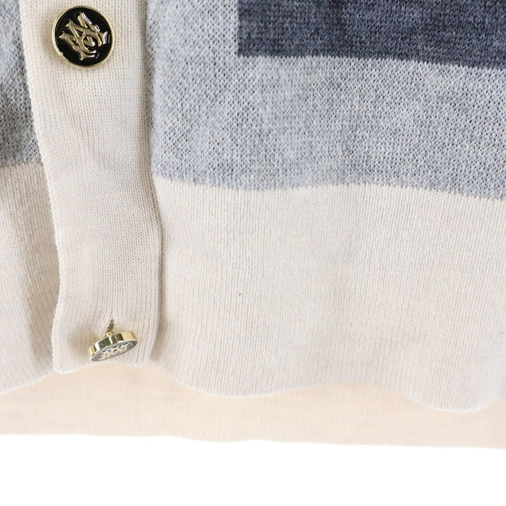 AMIRI(アミリ) MA Swirl Retro Polo Shirt フロントロゴ刺繍 半袖ニットポロシャツ ブラック/グレー AMKNIR1004
