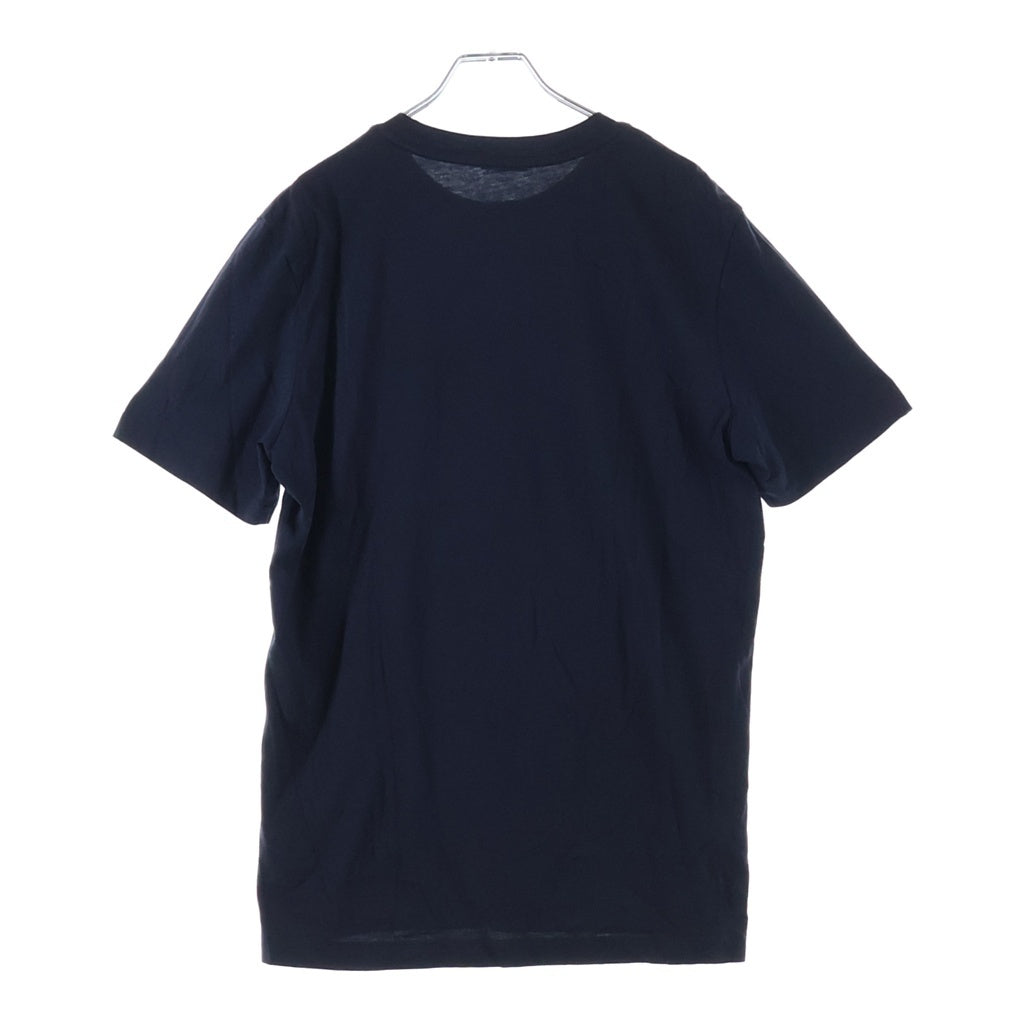 MONCLER(モンクレール) フロッキーロゴ刺繍 フロントロゴプリントクルーネック半袖Tシャツカットソーブラック I20918C00047-8390T
