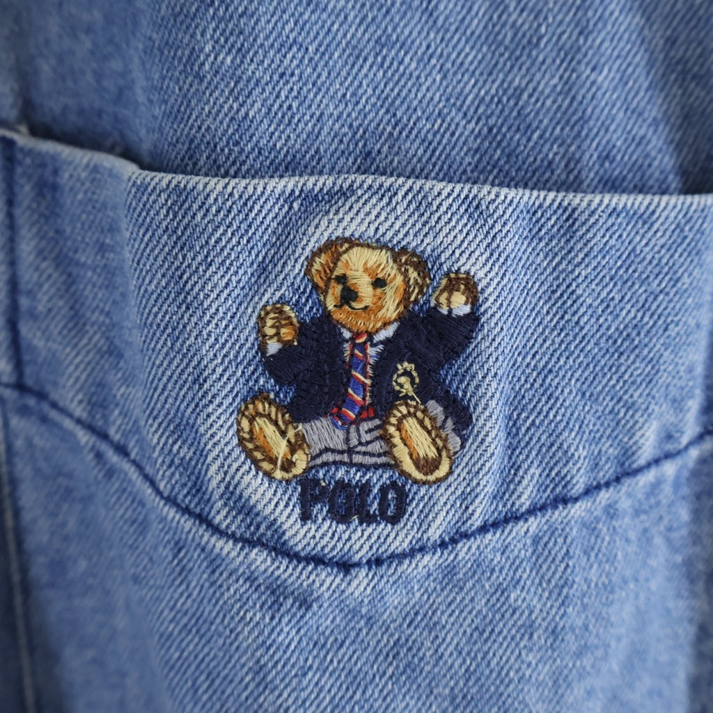 POLO RALPH LAUREN(ポロラルフローレン) 90S VINTAGE Polo Bear Denim BD Shirt ヴィンテージ ポロ ベア 長袖デニムシャツ インディゴ