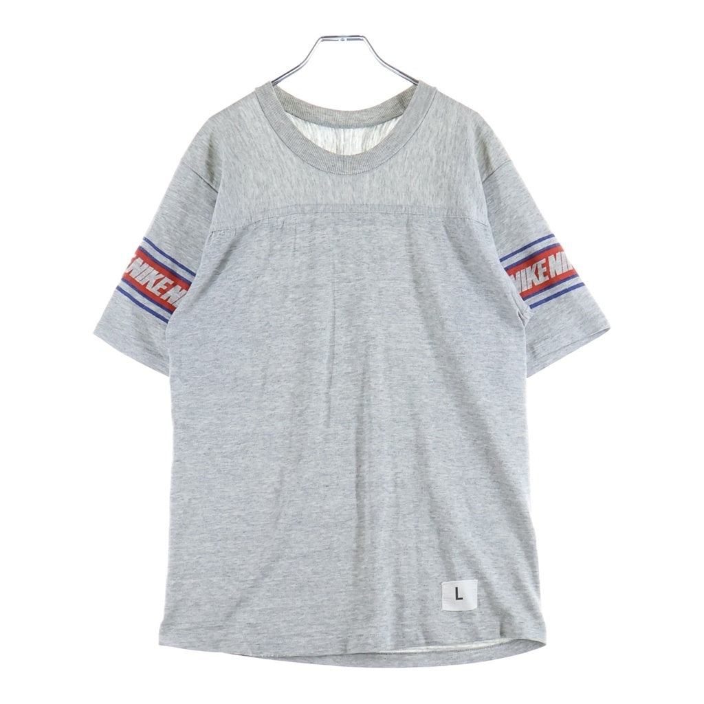 NIKE(ナイキ) 70S オレンジタグ 袖ナイキロゴプリント クルーネック半袖Tシャツカットソー グレー