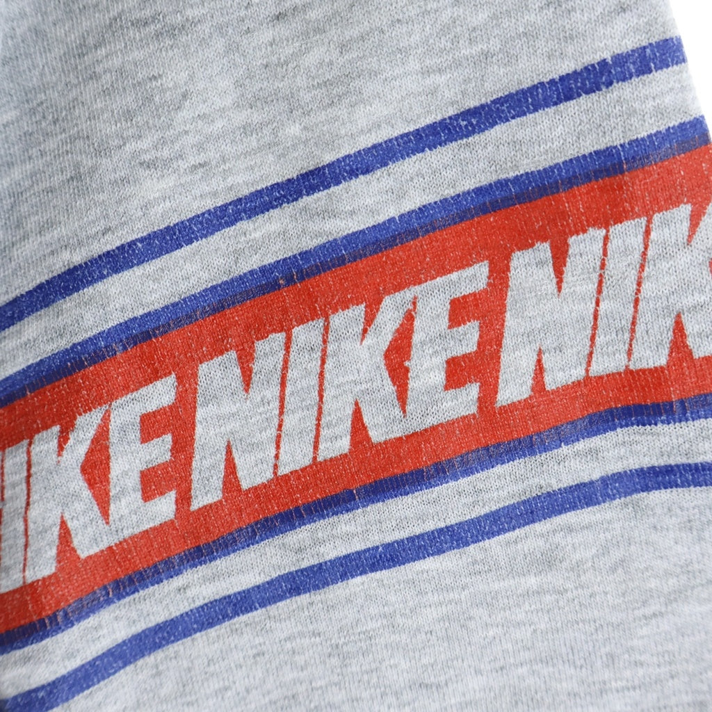 NIKE(ナイキ) 70S オレンジタグ 袖ナイキロゴプリント クルーネック半袖Tシャツカットソー グレー