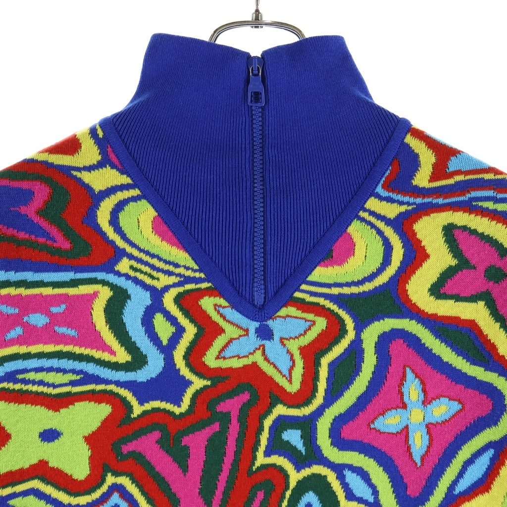 LOUIS VUITTON(ルイヴィトン) 21SS ダミエ ディストーデット ハーフジップニット マルチカラー ブルー RM211 ZLW HKN79W