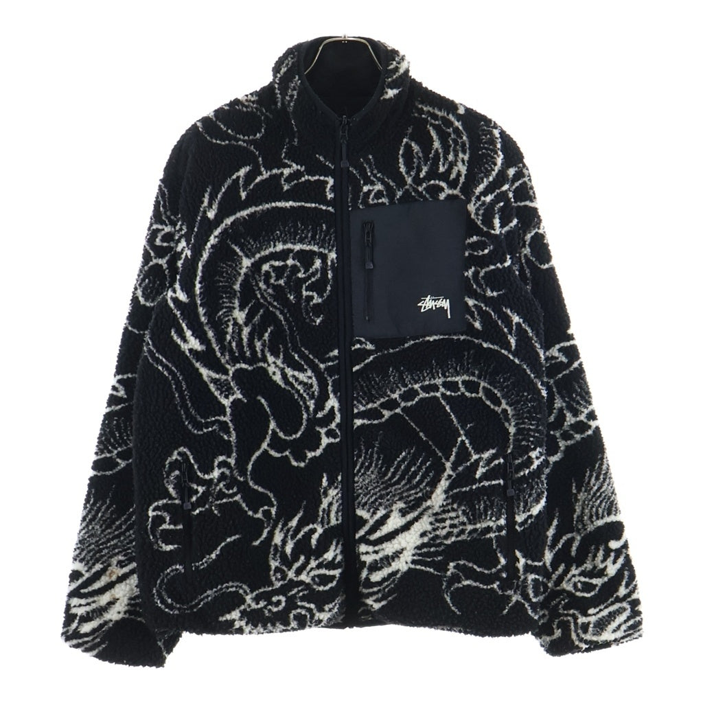 STUSSY(ステューシー) 22AW Dragon Sherpa Jacket ドラゴン リバーシブル フリースジャケット ブラック