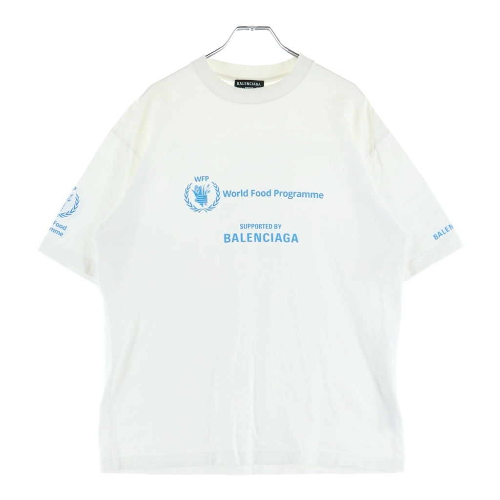 BALENCIAGA(バレンシアガ) 22SS ×WFP LOGO PRINT T-SHIRT フロントロゴプリントクルーネック半袖Tシャツカットソー ホワイト 612966 TMVL2