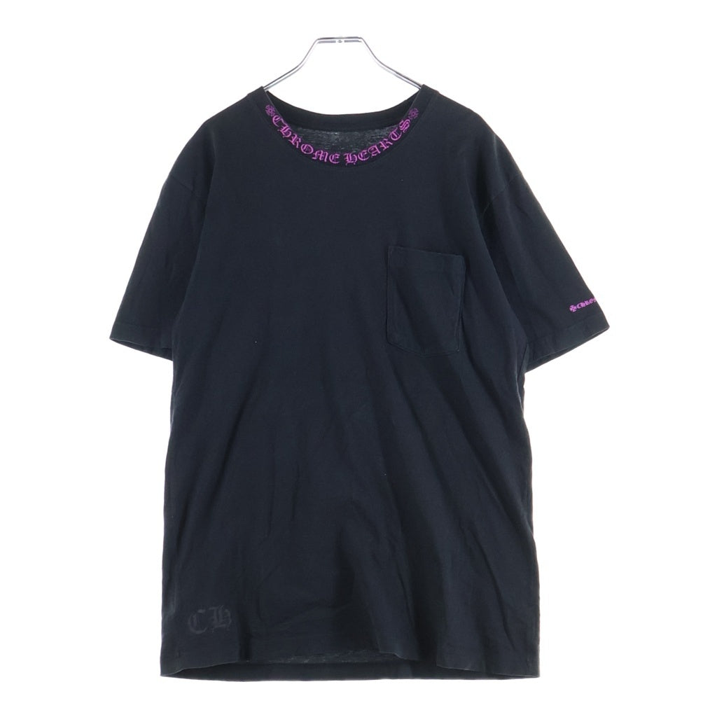 CHROME HEARTS(クロムハーツ) Neck Logo ネックロゴ クルーネック半袖Tシャツカットソー ブラック