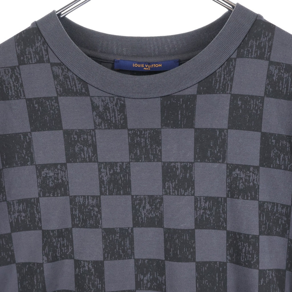 LOUIS VUITTON(ルイヴィトン) ダミエ 総柄 クルーネック半袖Tシャツカットソー ブラック RM2129 NPG HLY32W