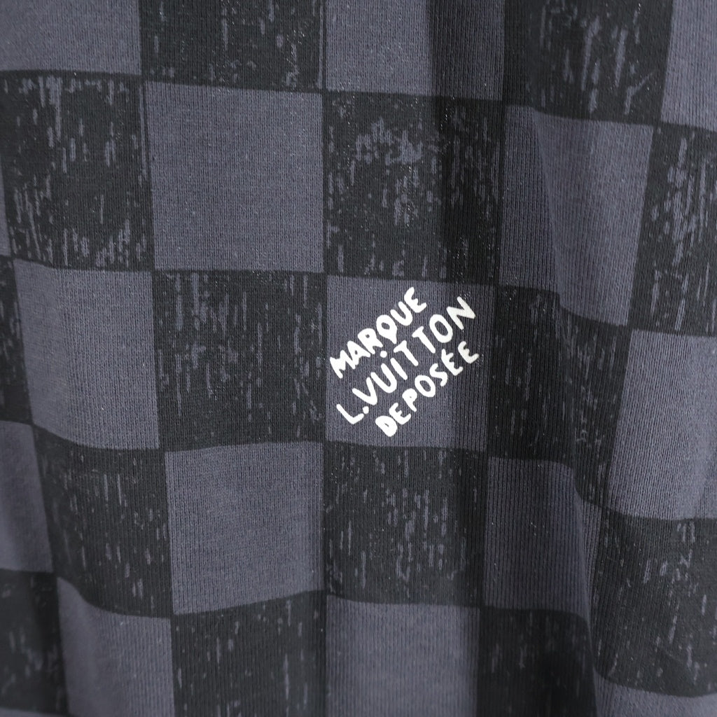 LOUIS VUITTON(ルイヴィトン) ダミエ 総柄 クルーネック半袖Tシャツカットソー ブラック RM2129 NPG HLY32W