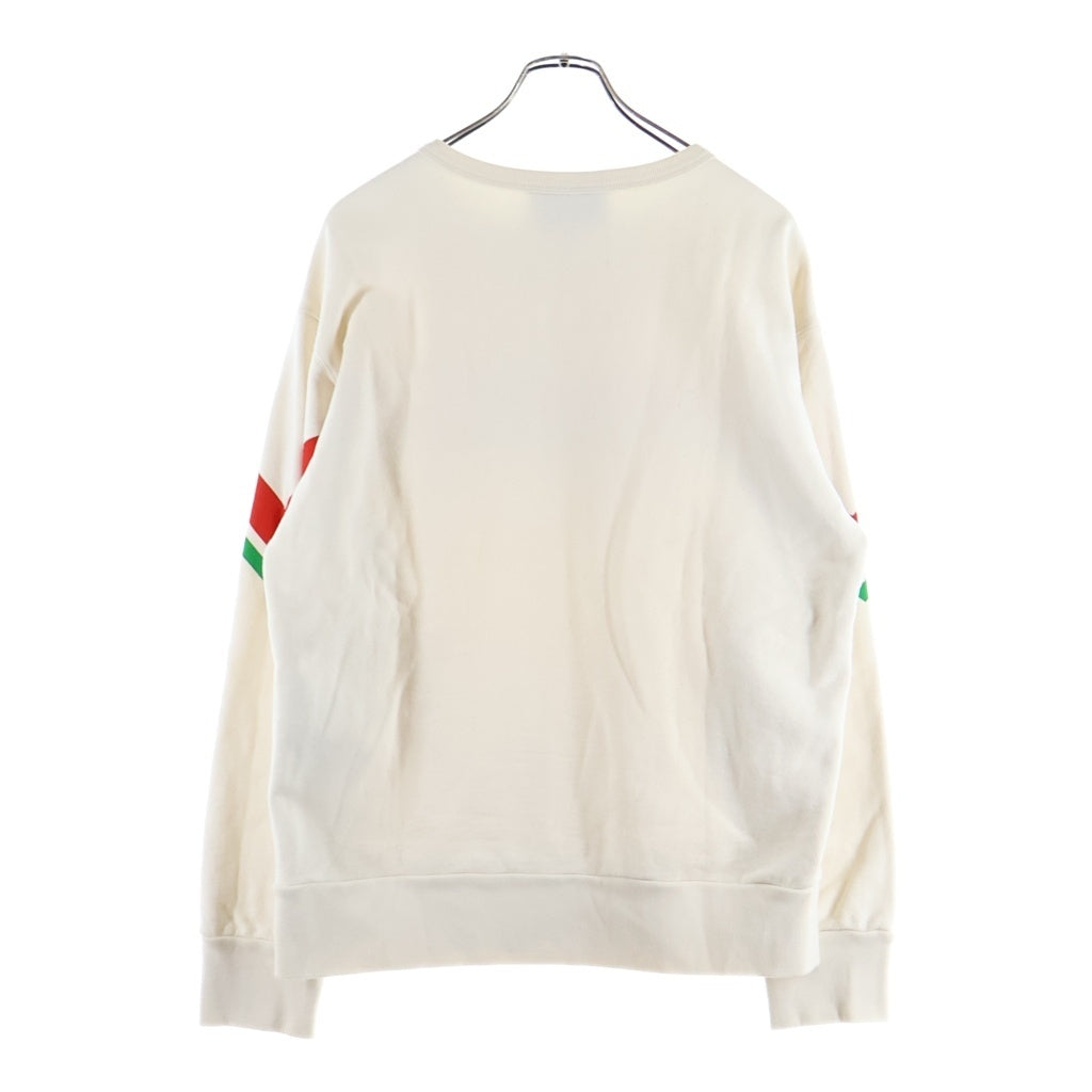 GUCCI(グッチ) 19AW Striped Printed Pullover Long Sleeve 475532 インターロッキングG ストライプド プリント クルーネック長袖スウェットトレーナー アイボリー
