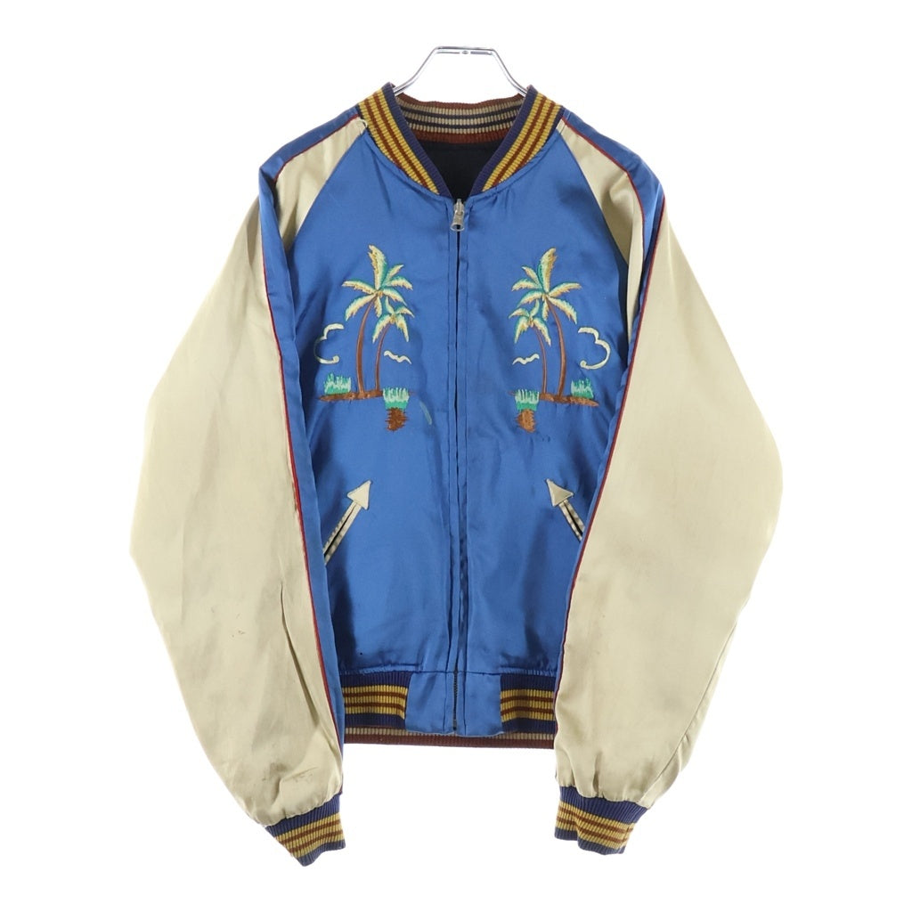 東洋エンタープライズ(トウヨウエンタープライズ) 70S VINTAGE Lucky 7th M品番 TALONジップ チャイナドレス ハワイデザイン リバーシブル スカジャン ブラック/ブルー M18247