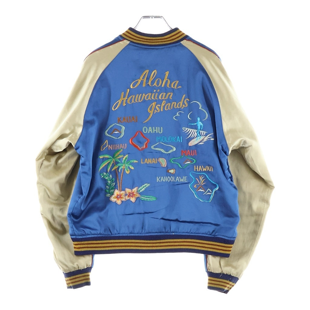 東洋エンタープライズ(トウヨウエンタープライズ) 70S VINTAGE Lucky 7th M品番 TALONジップ チャイナドレス ハワイデザイン リバーシブル スカジャン ブラック/ブルー M18247