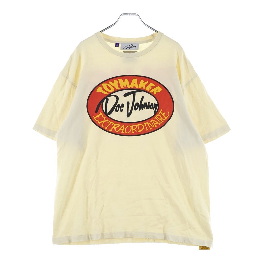 GALLERY DEPT.(ギャラリーデプト) 23SS ×DOC JOHNSON TEE ドックジョンソン ダメージ加工 両面ロゴプリントクルーネック半袖Tシャツカットソー ベージュ
