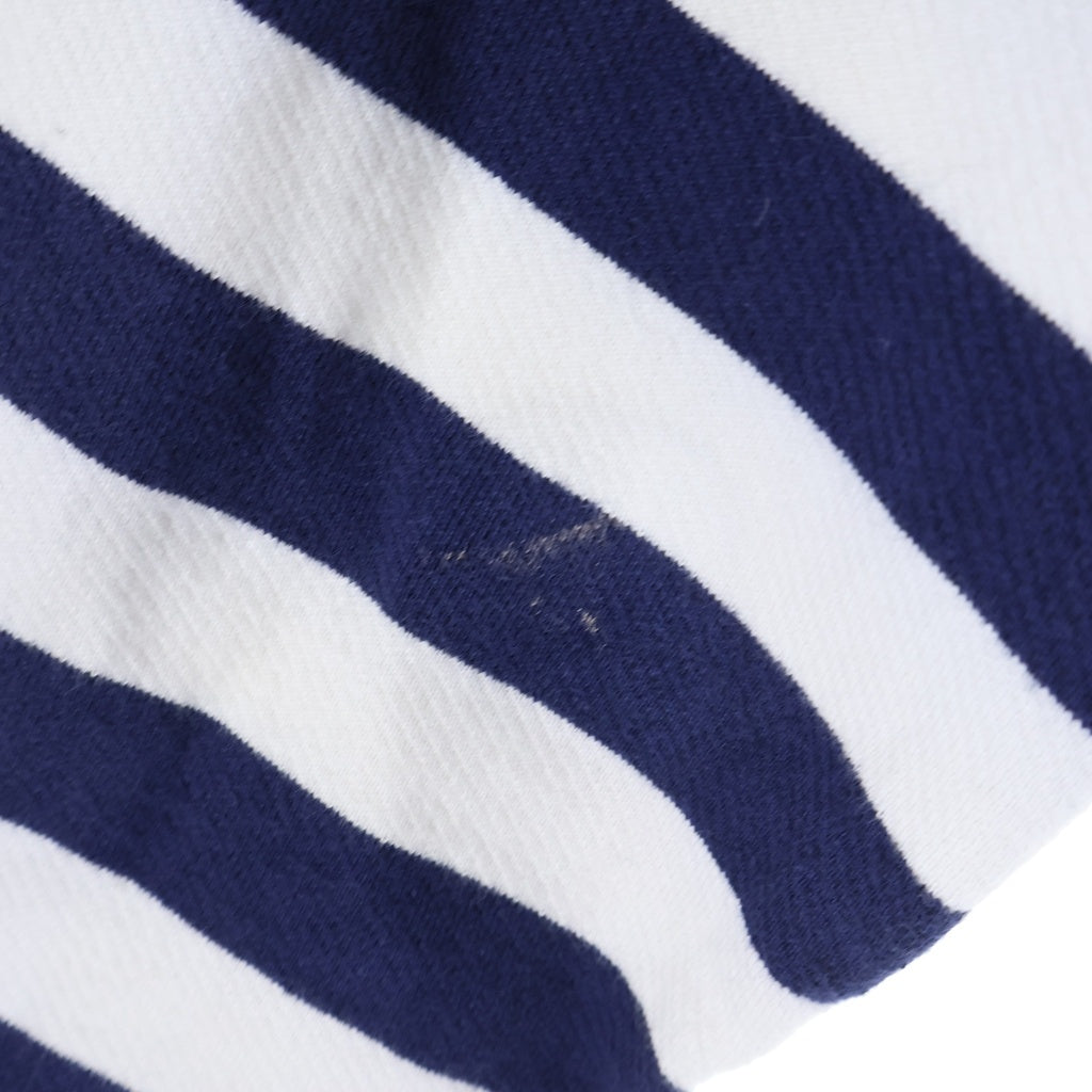 GUCCI(グッチ) Striped Oversized Cotton Sweatshirt 572813 金ボタン付き オーバーサイズ フロントロゴ刺繍 クルーネック長袖ボーダースウェットトレーナー ネイビー