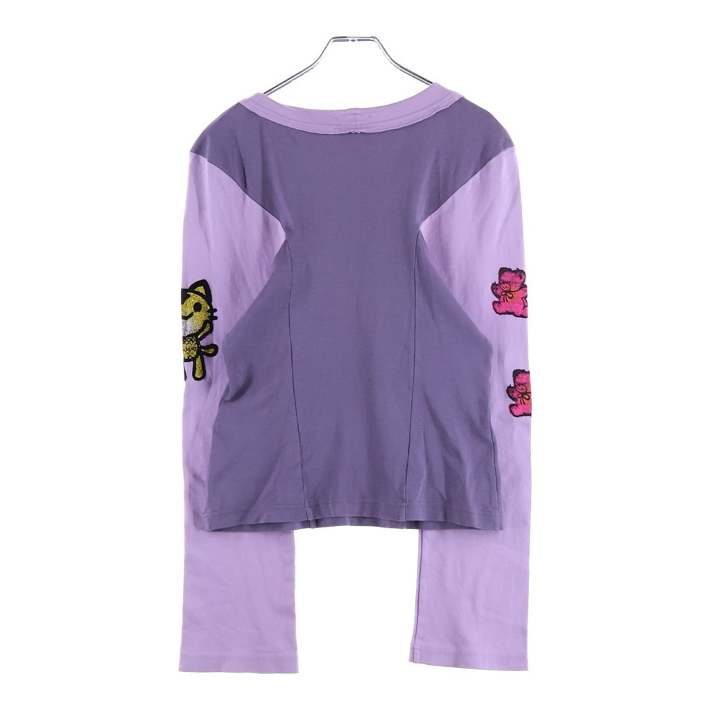 Heaven by Marc Jacobs(ヘブンバイマークジェイコブス) ×Kiko Kostadinov キコ コスタディノフ フロントプリントクルーネック長袖Tシャツカットソー ロンT パープル/ピンク レディース P675P61FA22