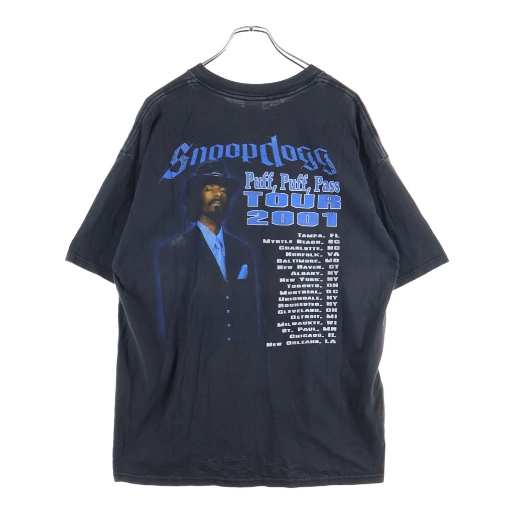 VINTAGE(ヴィンテージ) 00S Snoop Dogg Puff Pass Tour 2001 T-shirt スヌープドッグ GILDANタグ パフ パス ツアー 両面プリントクルーネック半袖Tシャツカットソー ブラック
