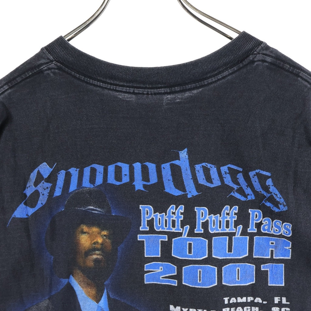 VINTAGE(ヴィンテージ) 00S Snoop Dogg Puff Pass Tour 2001 T-shirt スヌープドッグ GILDANタグ パフ パス ツアー 両面プリントクルーネック半袖Tシャツカットソー ブラック