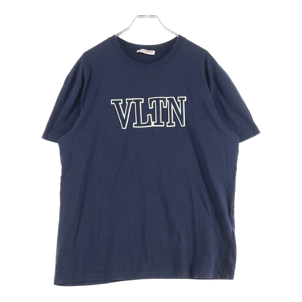 VALENTINO(ヴァレンティノ) 22SS VLTN LOGO T-SHIRT 1V3MG10V8RB VLTNロゴ刺繍 クルーネック半袖Tシャツカットソー ネイビー
