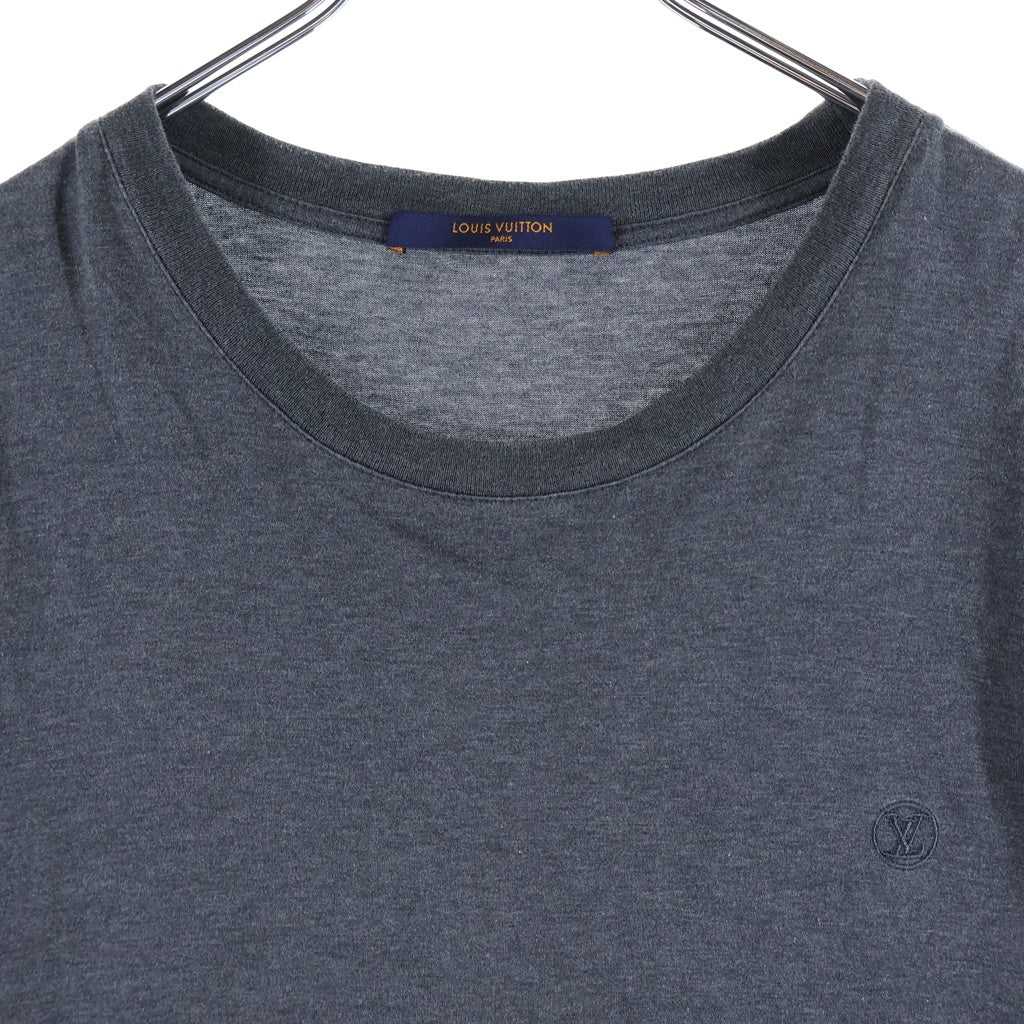 LOUIS VUITTON(ルイヴィトン) 19AW CLASSIC T-SHIRT RM192Q JC8 HAY50W LV サークル ロゴ 刺繍 クルーネック半袖Tシャツカットソー グレー