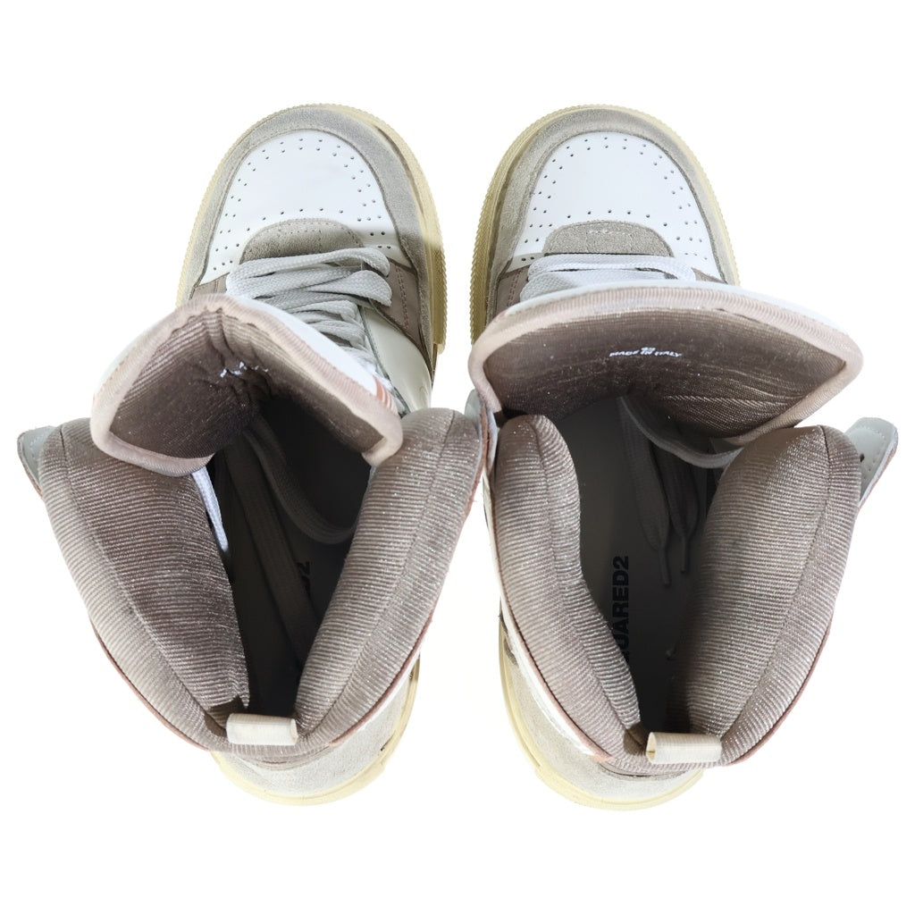 DSQUARED2(ディースクエアード) Altas Boogie メープルリーフ ハイカットスニーカー ベージュ DSQ-SNM0383