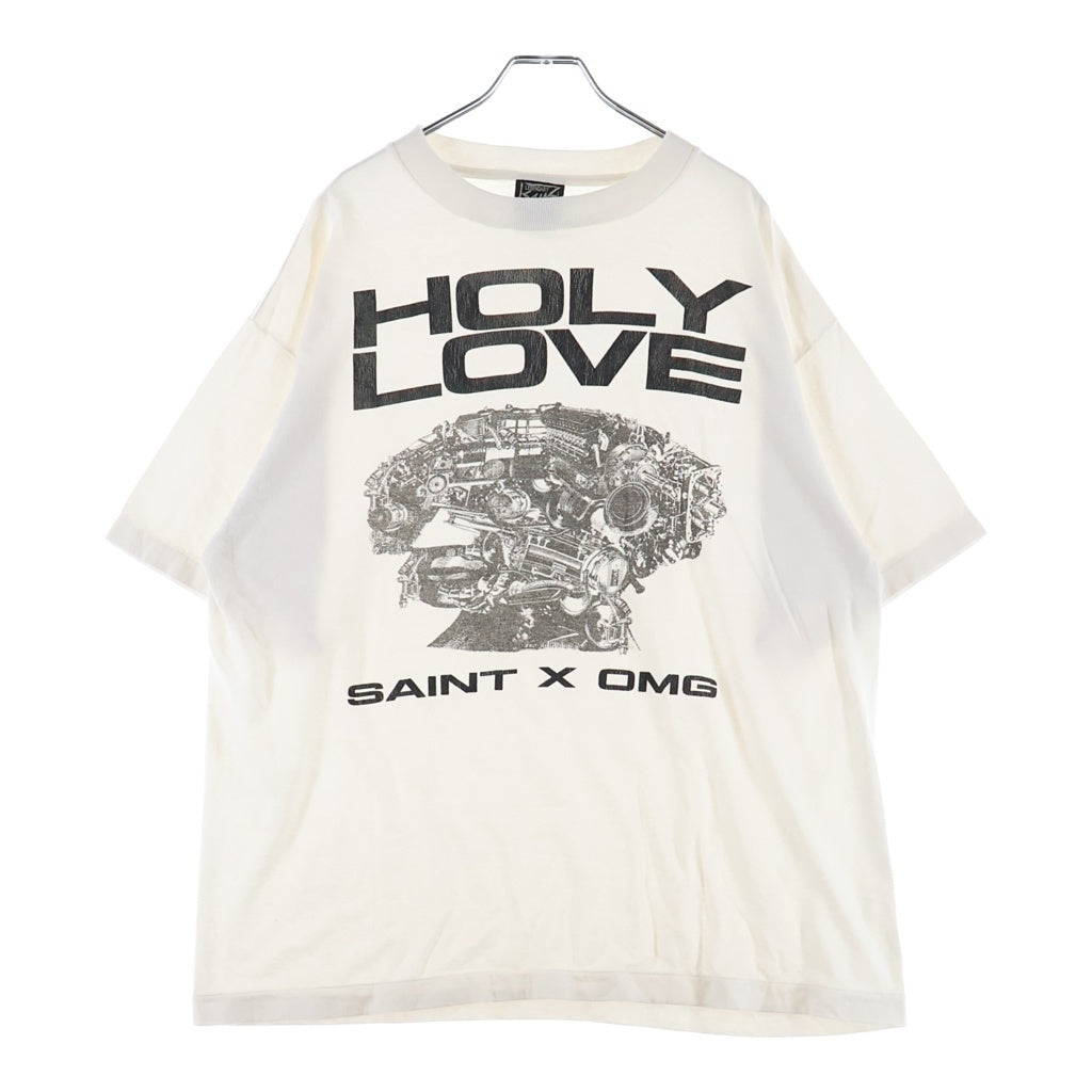 SAINT MICHAEL(セントマイケル) 26SS ×河村康輔 HOLY LOVE プリント クルーネック半袖Tシャツカットソー ホワイト SM-MK8-0000-C08