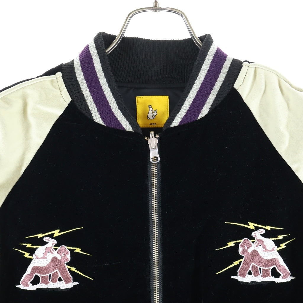 FR2(エフアールツー) ×X LARGE フロント刺繍スーベニアジップアップジャケット ブラック