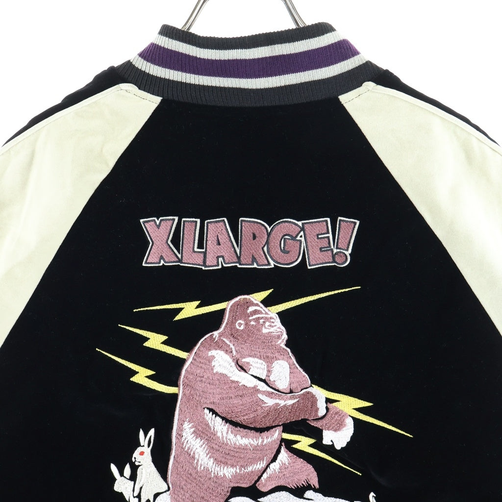 FR2(エフアールツー) ×X LARGE フロント刺繍スーベニアジップアップジャケット ブラック