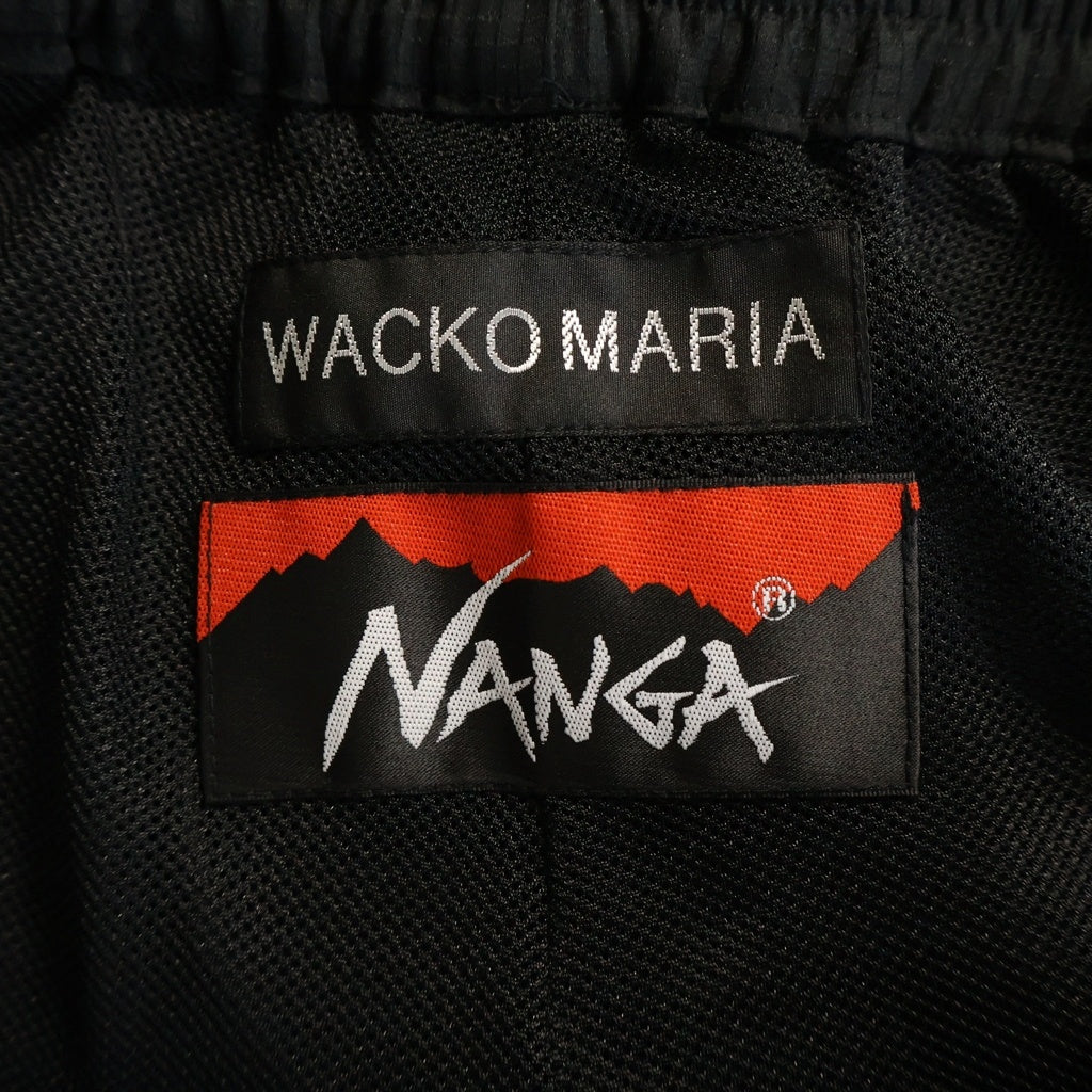 WACKO MARIA(ワコマリア) ×NANGA ロゴプリント メッシュテーパードトラックパンツ ブラック 26FB-001