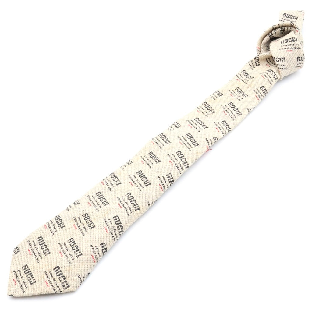 GUCCI(グッチ) 18SS ミリタリーロゴスタンププリント コットンネクタイ ベージュ 511611