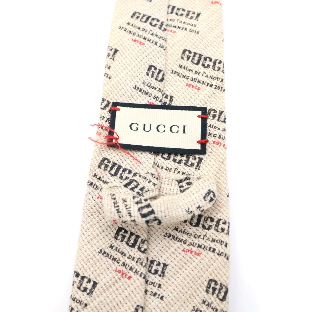 GUCCI(グッチ) 18SS ミリタリーロゴスタンププリント コットンネクタイ ベージュ 511611