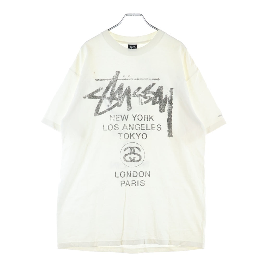 STUSSY(ステューシー) 00S OLD WORLD TOUR T-SHIRT オールド ワールドツアー クルーネック半袖Tシャツカットソー ホワイト