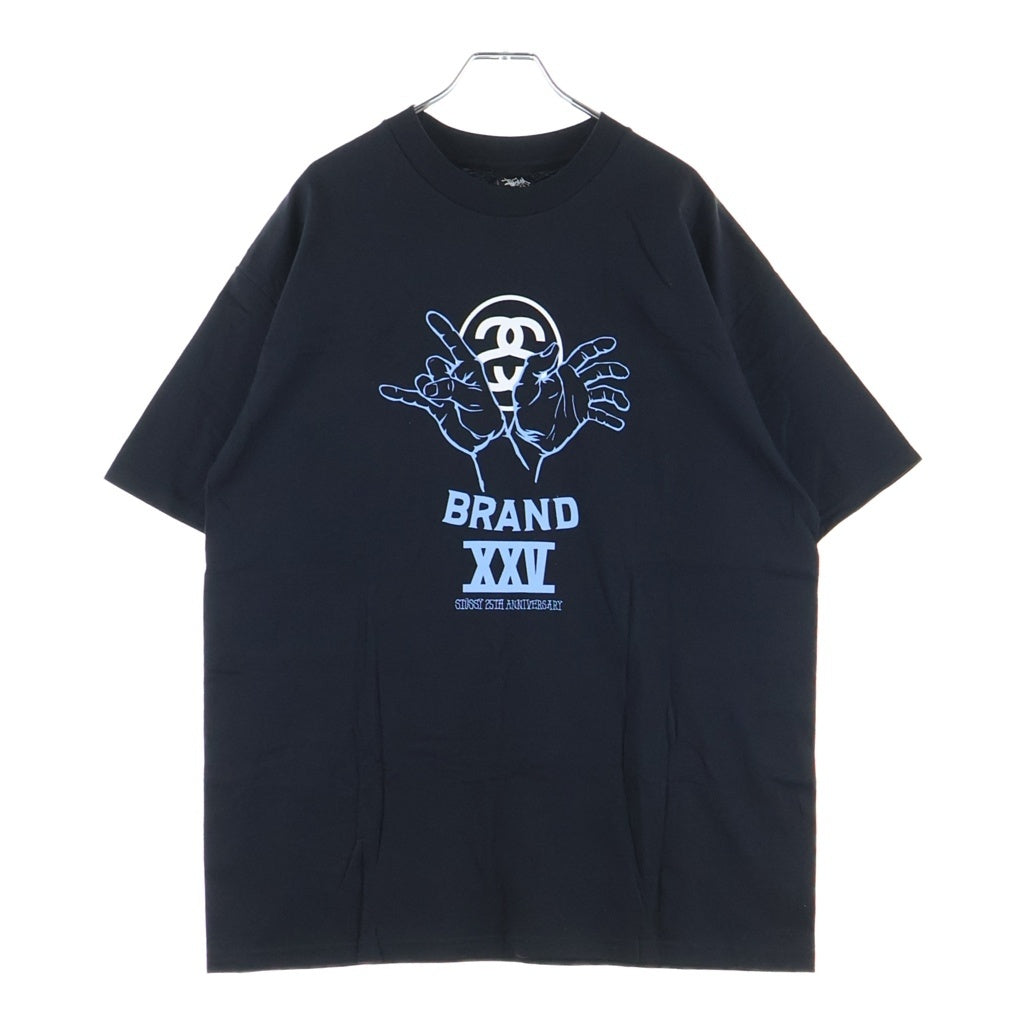 STUSSY(ステューシー) 00S OLD 25TH ANNIVERSARY T-SHIRT オールド 25周年記念 ロゴプリントクルーネック半袖Tシャツカットソー ブラック