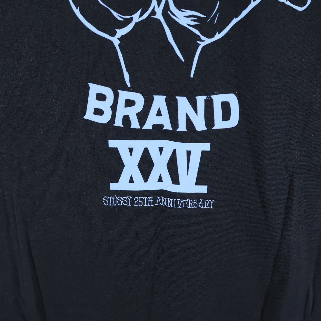 STUSSY(ステューシー) 00S OLD 25TH ANNIVERSARY T-SHIRT オールド 25周年記念 ロゴプリントクルーネック半袖Tシャツカットソー ブラック