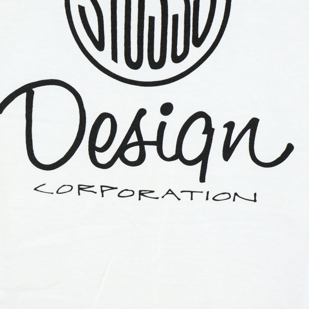 STUSSY(ステューシー) 00S OLD DESIGN COPORATION TEE オールド デザイン コーポレーション プリント クルーネック半袖Tシャツカットソー ホワイト