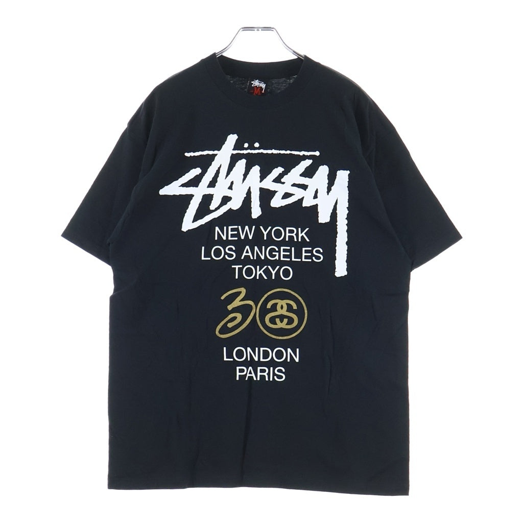 STUSSY(ステューシー) 00S OLD WORLD TOUR TEE オールド ワールドツアー クルーネック半袖Tシャツカットソー ブラック