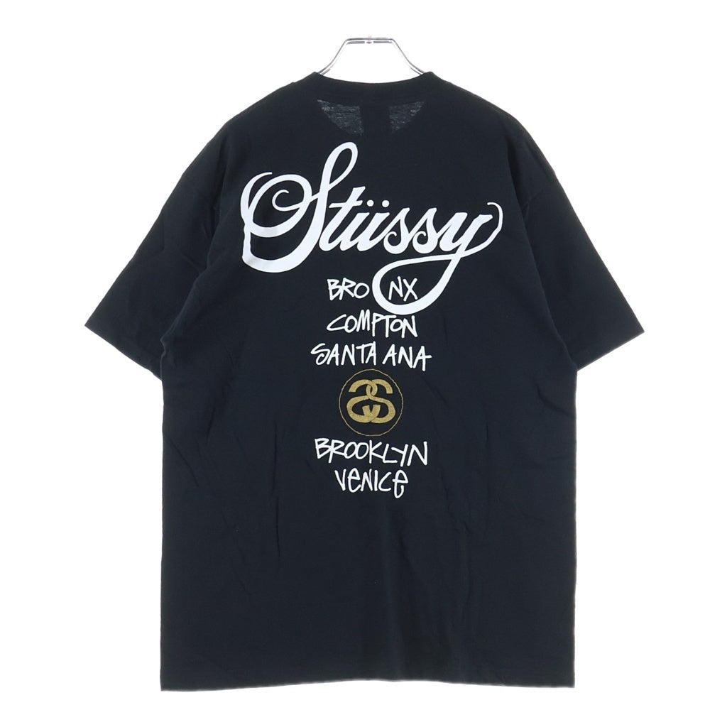 STUSSY(ステューシー) 00S OLD WORLD TOUR TEE オールド ワールドツアー クルーネック半袖Tシャツカットソー ブラック