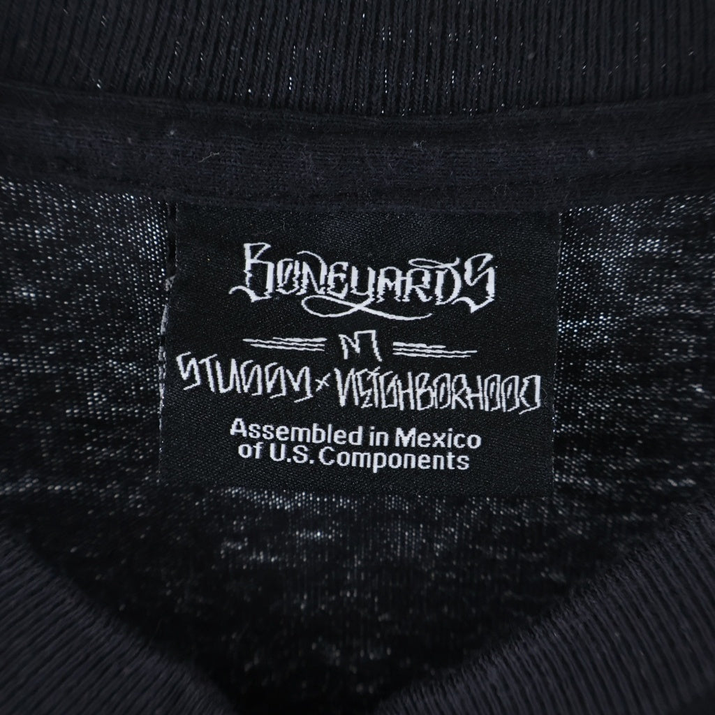 STUSSY(ステューシー) 00S ×NEIGHBORHOOD OLD BONEYARDS TEE ネイバーフッド オールド ボーンヤーズ クルーネック半袖Tシャツカットソー ブラック