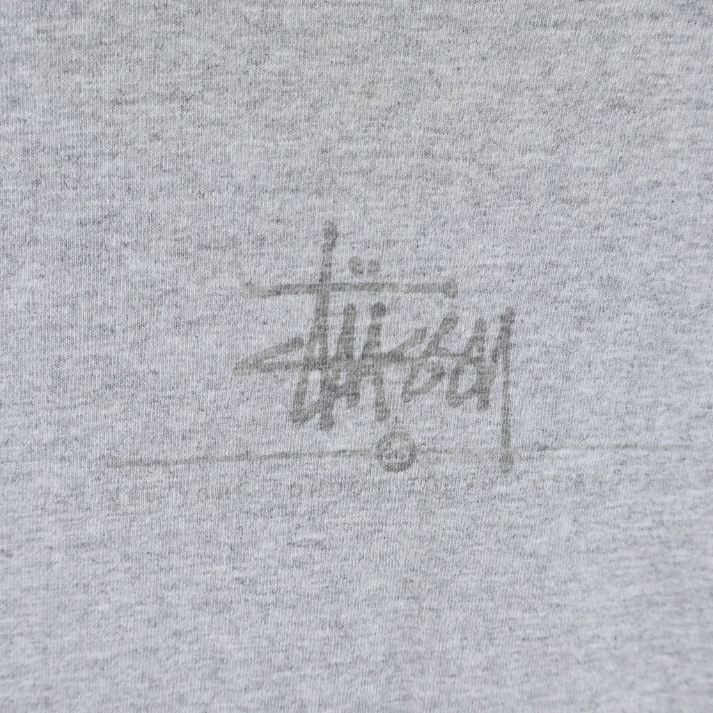 STUSSY(ステューシー) 90S OLD オールド 紺タグ シングルステッチ フロントワンポイントロゴプリントクルーネック半袖Tシャツカットソー グレー