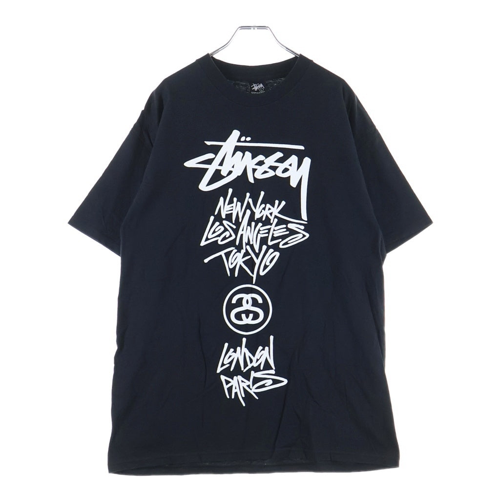 STUSSY(ステューシー) 00S ×FUTURA OLD WORLD TOUR DESIGHN TEE フューチュラ オールド ワールドツアー デザイン クルーネック半袖Tシャツカットソー ブラック