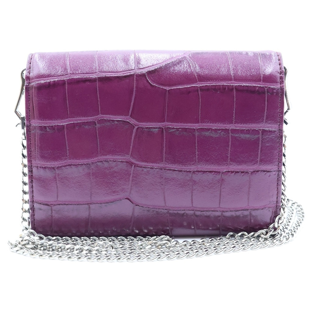 Vivienne Westwood(ヴィヴィアンウエストウッド) JOSEPHINE CROSSBODY WALLET ジョセフィーヌ オリーヴロゴ クロスボディ クロコ型押し レザーチェーンウォレットバッグ パープル レディース