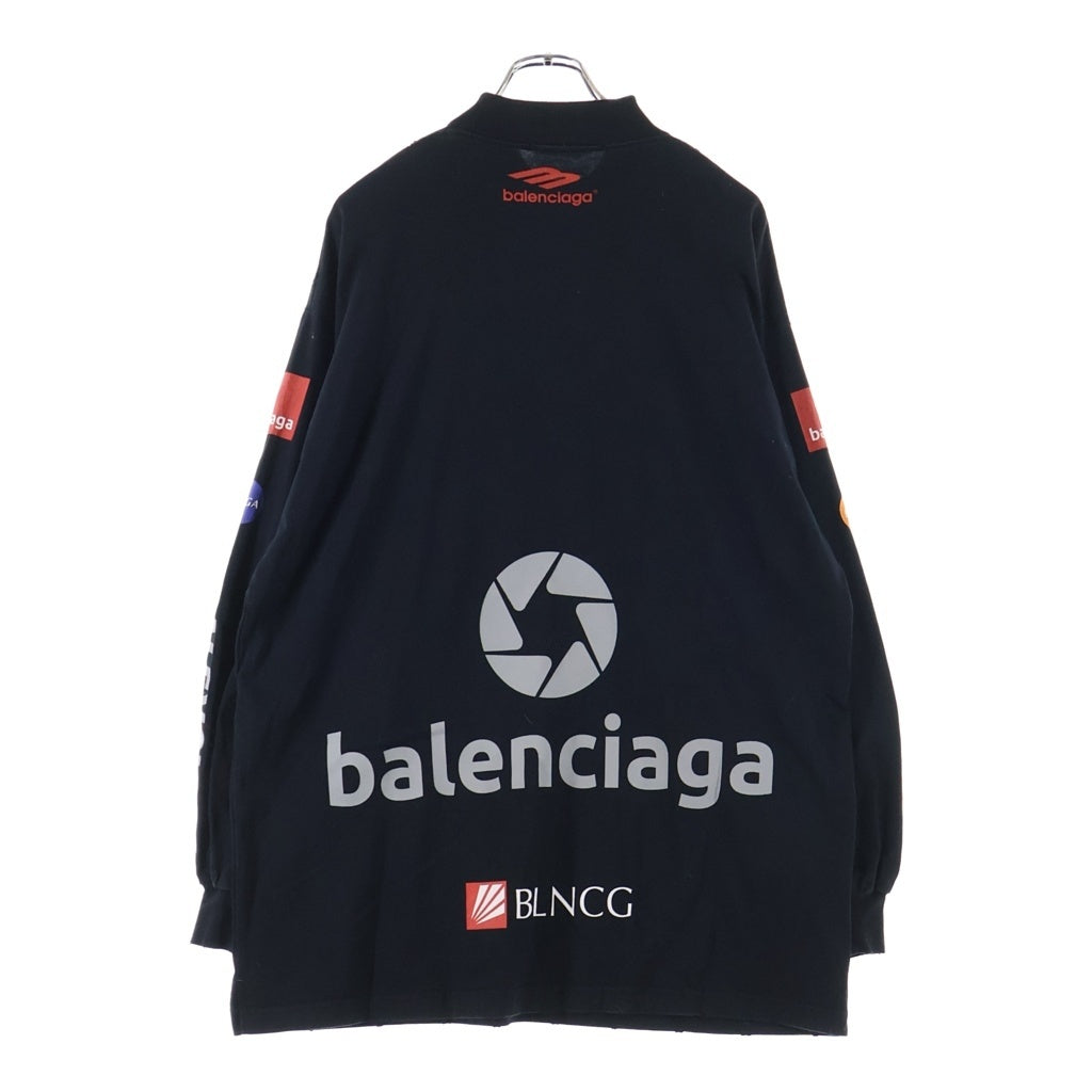 BALENCIAGA(バレンシアガ) 23SS TOP LEAGUE L/S T-Shirt トップ リーグ ロゴ総柄 ハイネック長袖Tシャツカットソー ブラック VL10 767879 TPVE9