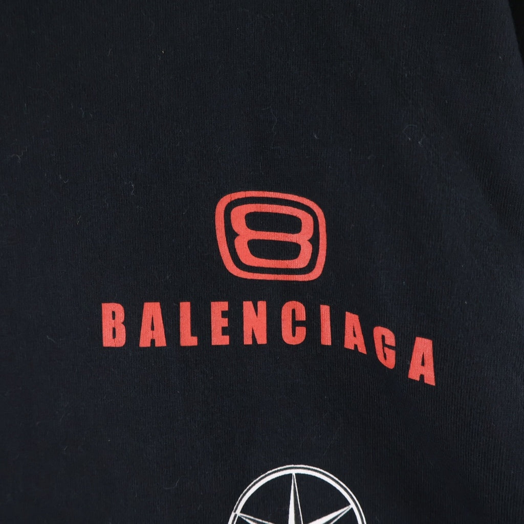 BALENCIAGA(バレンシアガ) 23SS TOP LEAGUE L/S T-Shirt トップ リーグ ロゴ総柄 ハイネック長袖Tシャツカットソー ブラック VL10 767879 TPVE9