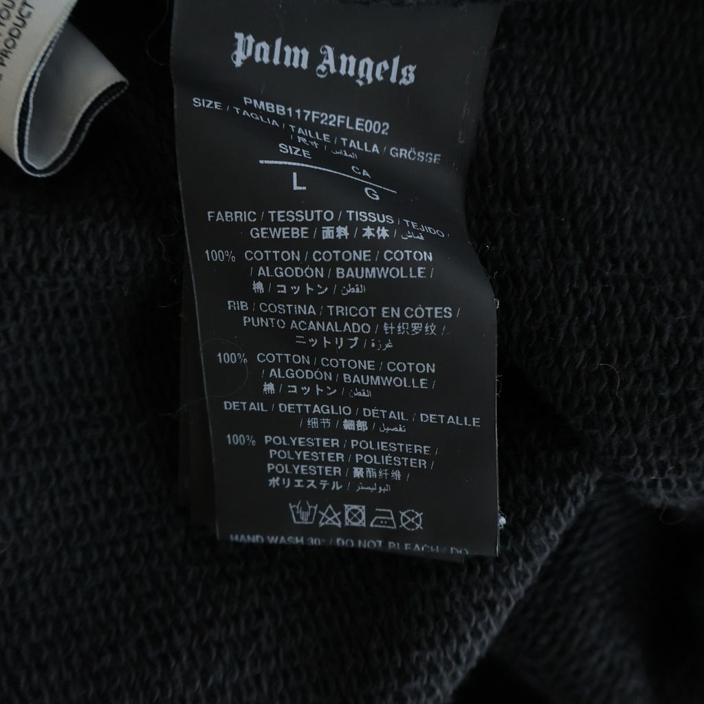 Palm Angels(パームエンジェルス) グラフィティフレイムパターン 両面プリント アームプリント ダメージ加工 プルオーバーパーカー スウェットフーディ ブラック PMBB117F22FLE002