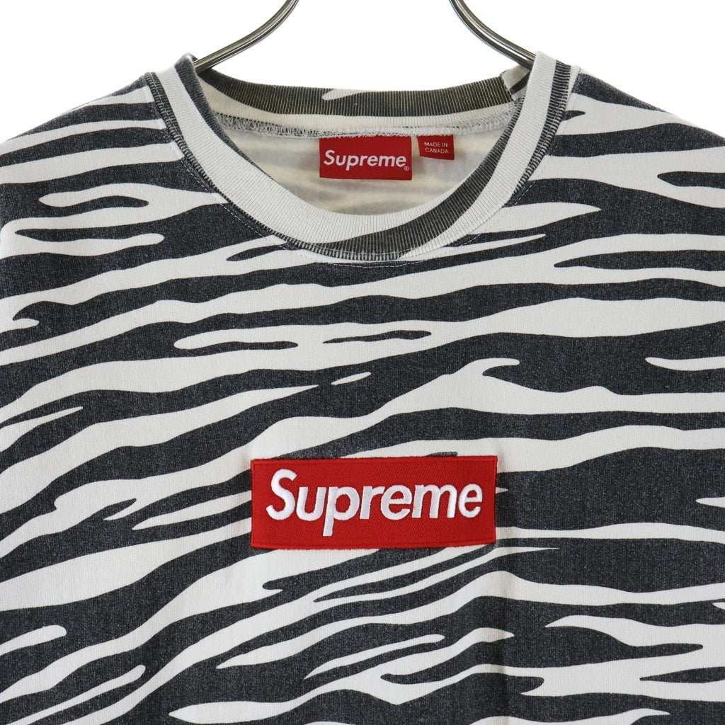 SUPREME(シュプリーム) 22AW Box Logo Crewneck Zebra ゼブラ柄 ボックスロゴ クルーネック長袖スウェットトレーナー ブラック/ホワイト